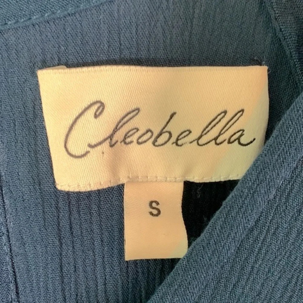 Cleobella size small dark blue green flutter sleeve laceup bust Whimsygoth witch - Picture 4 of 8